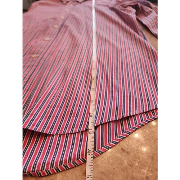 Ralph Lauren men's blue pink and white striped button down collared custom fit d - Picture 6 of 9